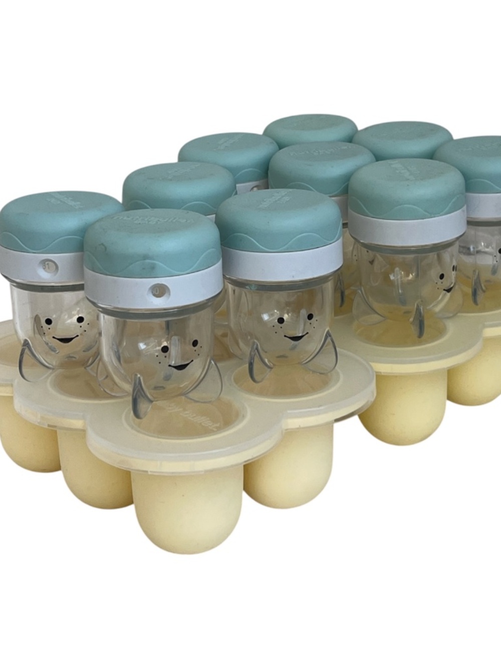 Nutri Bullet Baby Assessories Cream Silicone Storage 10 cups 2 Trays w. Lid